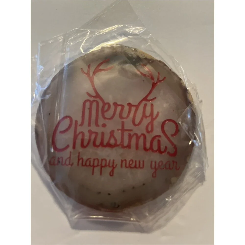 Gold Rimmed MULTICOLOR GRAY Agate Slice 3.5 INCH DRINK Coaster Merry Christmas